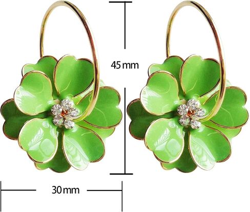 Navachi 18k Gold Plated Enamel Flower Crystal Hoop Earrings(Dia. 3cm) in Saudi Arabia