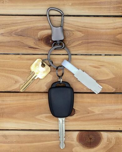 سلسلة مفاتيح السيارة بمشبك سلسلة مفاتيح للرجال والنساء سلسلة مفاتيح مع حلقتين مفاتيح فيب 7 من الستانلس ستيل سريع الفك حامل سلسلة مفاتيح للحزام - (مجموعة من 2، اسود وفضي) in Kuwait