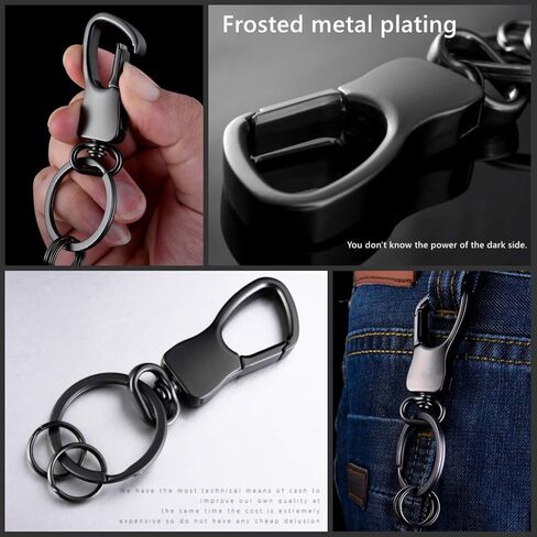 سلسلة مفاتيح السيارة بمشبك سلسلة مفاتيح للرجال والنساء سلسلة مفاتيح مع حلقتين مفاتيح فيب 7 من الستانلس ستيل سريع الفك حامل سلسلة مفاتيح للحزام - (مجموعة من 2، اسود وفضي) in Kuwait