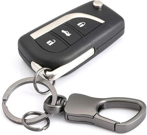 سلسلة مفاتيح السيارة بمشبك سلسلة مفاتيح للرجال والنساء سلسلة مفاتيح مع حلقتين مفاتيح فيب 7 من الستانلس ستيل سريع الفك حامل سلسلة مفاتيح للحزام - (مجموعة من 2، اسود وفضي) in Kuwait