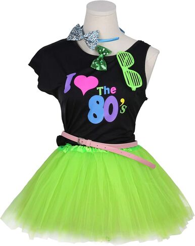 FUNDAISY Gilrs 80s Costume Accessories Fancy Outfit Dress for 1980s Theme Party Supplies in Saudi Arabia