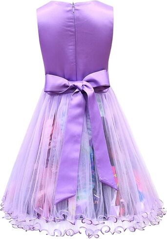 VARWANEO Descendants 3 Costume Dress Birthday Party Supplies Outfits for Girls Princess Dress Up Tulle Mesh Dress (Purple, 5-6X) in Kuwait