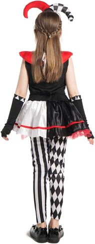 Megartico Halloween Kids Creepy Jester Clown زي الفتيات المخيف السيرك المهرج أزياء الحفلات in Kuwait