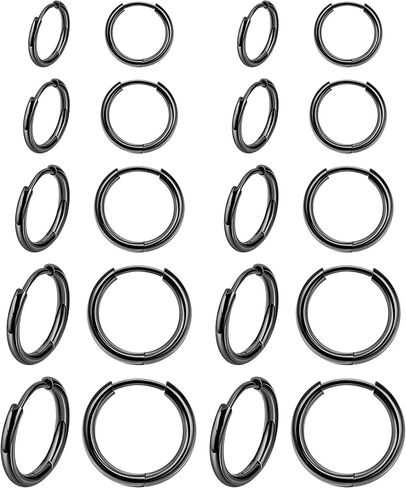 vegolita 10 أزواج 20 جرام 316l الفولاذ المقاوم للصدأ متمحور هوجي هوب الأقراط للرجال النساء الغضروف هوب الأقراط اللولب الزنمة فصوص النائم أقراط الأذن ثقب المجوهرات 6mm 8mm 10mm 12mm 14mm in Kuwait