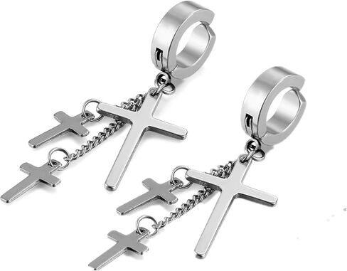 3 Pairs Clip On Hoop Earrings Set Stainless Steel Unisex Non Piecerd Hoops Jewelry for Men Women Cartilage Ear Cuffs Punk Rock Earrings in Saudi Arabia