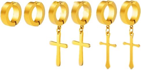 3 Pairs Clip On Hoop Earrings Set Stainless Steel Unisex Non Piecerd Hoops Jewelry for Men Women Cartilage Ear Cuffs Punk Rock Earrings in Saudi Arabia