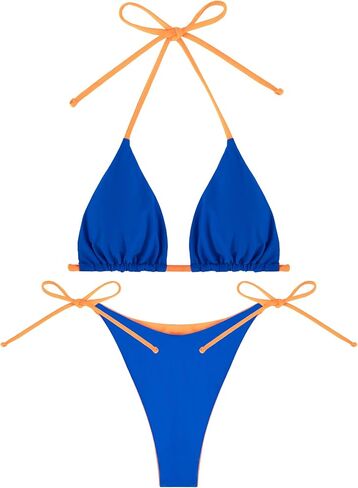 Holipick Women's Reversible Bikini Set Cheeky Two Piece Swimsuit Brazilian String Sexy Halter Bathing Suits Strappy Swimwear in Saudi Arabia