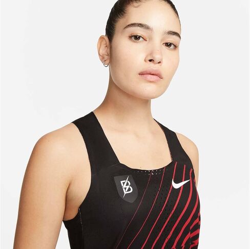 Nike Dri-FIT ADV AeroSwift Bowerman Track Club Women's Running Singlet, Black/Gym Red/White in Saudi Arabia
