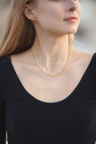 Fiusem سلسلة مطلية بالذهب 3.5 مم للرجال، سلسلة كوبية من الفولاذ المقاوم للصدأ بقطع الماس، قلادة سلسلة ذهبية من ميامي كوبان لينك للنساء والرجال، سلسلة للرجال 16، 18، 20، 22، 24، 26، 28 بوصة in Kuwait