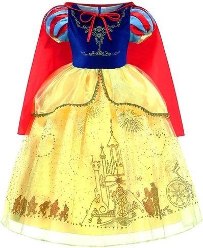 MYRISAM Snow White Princess Dress Up Costume Girls Halloween Carnival Cosplay Christmas Birthday Dress (w/Cloak Accessories) in Kuwait
