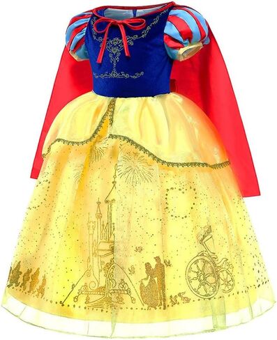 MYRISAM Snow White Princess Dress Up Costume Girls Halloween Carnival Cosplay Christmas Birthday Dress (w/Cloak Accessories) in Kuwait