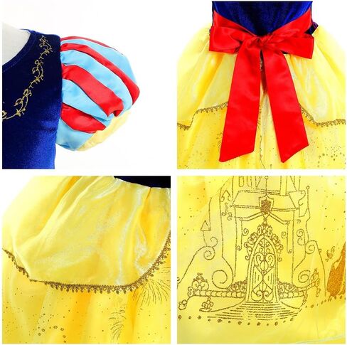 MYRISAM Snow White Princess Dress Up Costume Girls Halloween Carnival Cosplay Christmas Birthday Dress (w/Cloak Accessories) in Kuwait