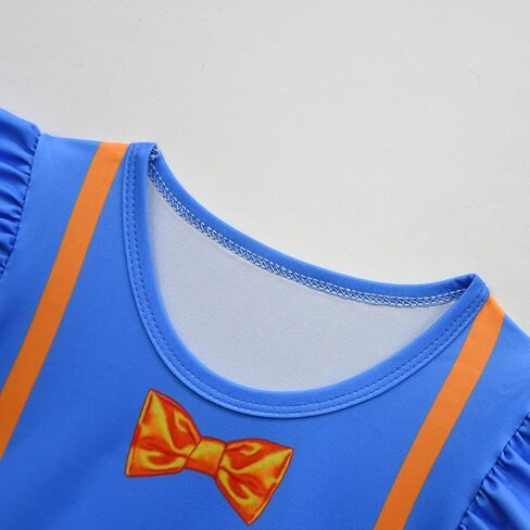 Ubeufun Blippii Dress Graphic Print Flutter Sleeve Blue Dress Outfit for Girls in Saudi Arabia