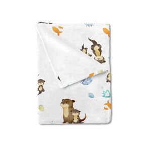 Baby Cute Sea Otter Blanket for Boy Girl Cute Animals Family Soft Swaddle Blanket Cartoon Sea Animals Unisex Receiving Blankets Flannel Baby Nursery Toddler Bed Blanket Crib Cover Playmat 30x40