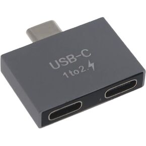 موصل محول محول USB C ذكر إلى USB C أنثى مزدوج لشاحن USB C PD ملحقات الكمبيوتر المحمول Powerbank، 2.8x2.8 سم، رمادي