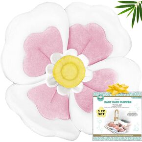 Baby Bath Flower for Sink - Flower Bathtub for Baby Organic 5pc Set -Blooming Baby Bath Flower Fits Bathtub Sink Tub -More Support for Newborns -Lotus Flower Baby Bath Mat Boy Girl
