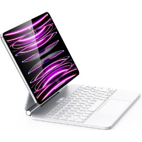 حافظة لوحة المفاتيح السحرية متوافقة مع iPad Air 11 بوصة (M2) 2024، iPad Pro 11 (4th/3rd/2nd/1st) Gen 2022، iPad 10.9 بوصة Air 4/5th Generation مع شاشة عرض البطارية، لوحة مفاتيح ذكية مغناطيسية سوداء