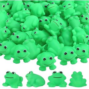 50 Pcs Rubber Frogs Squeak and Floating Green Frog Bath Toys Swimming Bathtub Shower Frog Toys Miniature Frogs for Boys and Girls Baby Shower Birthday Gifts