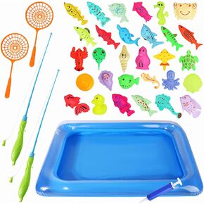 Fishing Toys for Kids 3-5,Magnetic Fishing Pool Toys Game for Kids - Water Table Bathtub Kiddie Party Toy with Pole Rod Net Plastic Floating Fish Toddler Gifts.