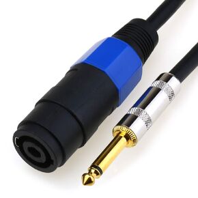 1/4" (6.35mm) Male TS Plug Cord to NL4MMX Speakon Female Connector SPK Adapter Speaker Cables - 1.6Feet/0.5Meter 1PCS
