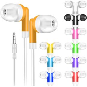 Kids Bulk Earbuds 30 Pack Wholesale Earbuds Headphones Bulk Perfect for School Classroom Libraries Students Multi Colored Individually Bagged