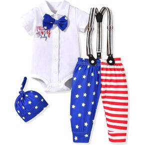 fioukiay Preemie Newborn Baby Boy My 1st 4th of July Outfit Clothes