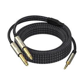3.5mm (1/8") TRS to Dual 6.35mm (1/4") TS Mono Breakout Cable, (3.3 FT - 1pack) Y Splitter Stereo Cord Adapter Compatible iPhone, PC, CD, Speaker