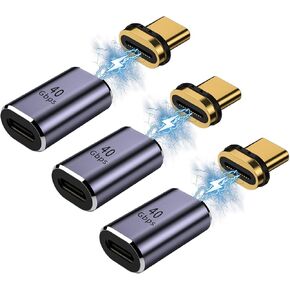 (3 عبوات) محول USB C مغناطيسي 24 دبوس من النوع C، شحن سريع PD3.1، نقل بيانات عالي السرعة 140 وات USB4، 40 جيجابايت/ثانية، مخرج 8K60 هرتز محول مغناطيسي قوي من النوع C لأجهزة USB C. in Kuwait