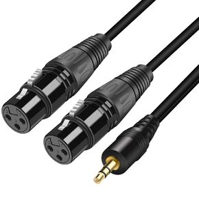 3.5mm TRS Stereo Male to Dual XLR Male Splitter Patch Cable,3.5mm (1/8Inch) to 2 XLR Male Y Splitter Unbalanced Interconnect Cable (3.5mm to 2 XLR Male,10ft)