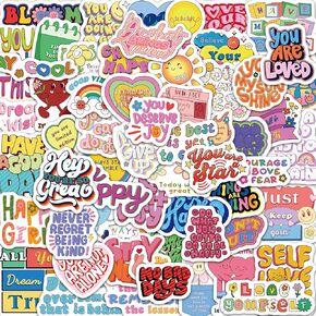 130 Pcs Motivational Stickers, Holographic Inspirational Stickers for Teens Adults, Positives Scrapbook Stickers for Journaling, Waterproof Vinyl Mental Health Quotes Decal for Laptops Bottles