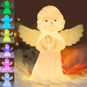 VEEKI Night Light for Kids, Multi-color Angel Silicone Lamp with Tap Control, Rechargeable LED Beside Night Light, Dimmable Cute Nursery Night Light Gift for Boys Girls Baby Toddlers Teen