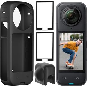for Insta 360 X4 Silicone Protective Case with Lens Cap, Screen Protector for Insta 360 X4 Accessories, 360 X4 Protective Accessories Kit