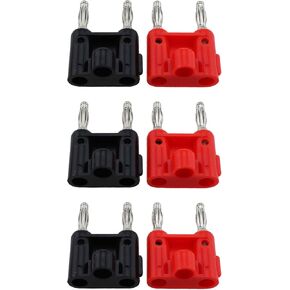 6PCS Banana Plug Speaker Connector Dual Row Siamese Speaker Plug Black and Red Dual Banana Plug 40MM/1.57Inch Suitable for Multimeter and Stereos and Speaker