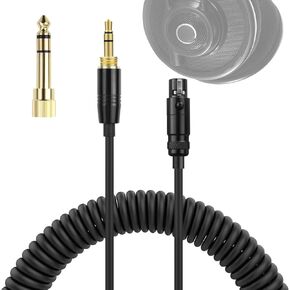 Replacement Coiled Audio Cord MINI XLR 3 Pin to 3.5 & 6.35mm Wire Compatible with AKG K712 K701 K702 K271 K272 K275 K240 K241 K267 K141 K171 K175 K181 M220 and Pioneer HDJ-2000 Headphones (5~10ft)