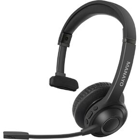 Bluetooth Headset, ENC Wireless Headsets with Microphone for Truckers, Customer Services, Office and Zoom Meetings Call, Single-Ear Laptop Cell Phone Headphone with Mic for Work, Skype