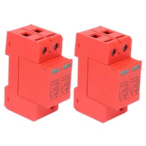 2Pcs Voltage Arrester Device Rail Installation 2P Protective Device DC Photovoltaic Protector Low-Voltage Arrester (DC 500V)