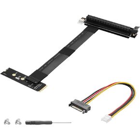 CERRXIAN M.2 NGFF to PCI-e 16x Graphics Riser Card,90 Degree Right M.2 NGFF Key to PCI-Express 16X Extension Cable