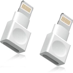 2Pack Apple MFI Certified Lightning Extender Adapter,iPhone Charger Extension Cable Female to Male Dock Extender Compatible with iPhone 13 12 11 X XS XR 8 7 6 5 iPad Charging Audio Video Data Transfer