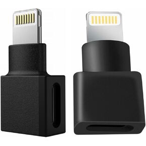 Right Angle Lightning Adapter Compatible with Lifeproof,Otterbox Case - 90 Degree Male to Female,1 * 90 Degree Connector and 1 *Straight Through Connector (Black)