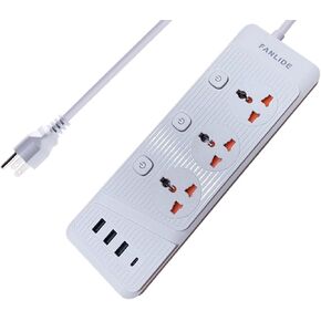 Universal Power Strip with USB C, 3 Outlets 3 USB and 1 USB C Ports, 6.5ft Power Cord, 2500W Circuit Breaker