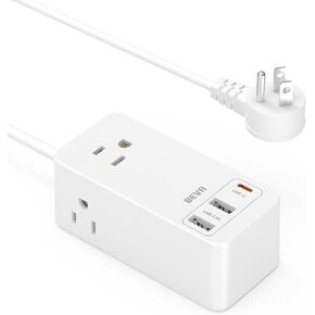 Cruise Essentials, Compact Power Strip with 3 Widely Spaced Outlets and 3 USB Port(1 USB C), 5FT Extension Cord Portable Charging Station, Universal for Cruise Ship Travel Home Office Dorm, ETL Listed