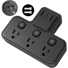 Multi Plug Outlet Extender, 1875W|15A Surge Protector Wall Outlets Extender with USB Wall Charger(1 PD20W USB C), PASSUS Multiple Plug Expander Splitter for Home Office Dorm Room Essentials