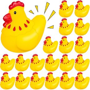 Rubber Chicken Toys for Kids, 20Pcs Cute Yellow Chicks Squeak for Boy Girl Baby Shower Birthday Party Favors Gifts Decoration