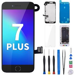 for iPhone 7 Plus Screen Replacement with Home Button 5.5" Black Kit 7plus 3D Touch LCD Display Digitizer Assembly with Front Camera Speaker Sensor Glass Repair Fix Tools A1661 A1784 A1785