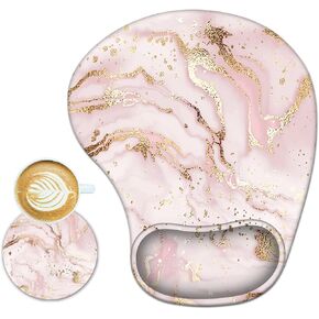 ARTSO Ergonomic Mouse Pad with Wrist Support Gel Mouse Pad Wrist Rest, Non-slip PU Base Comfortable Mousepad for Office Home Working Studying Pain Relief & Easy Typing, Pink Marble