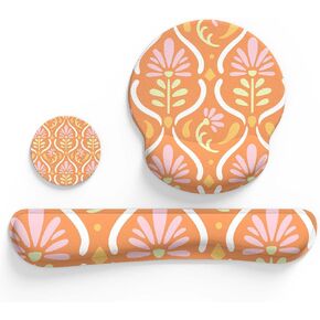 UBOTIE Keyboard Wrist Rest, Mouse Pad, and Coaster Set – Elevate Your Workstation with Luminescent Finish, Memory Foam, and Natural Rubber (C)