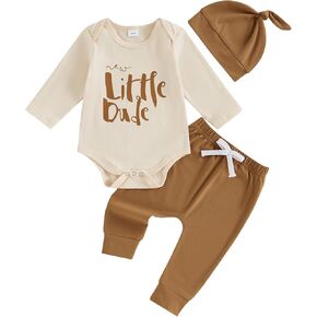 Little Dude Baby Boy Outfit Newborn Coming Home Clothes Infant Long Sleeve Romper Bodysuit Shirt Top And Pants Set in Kuwait