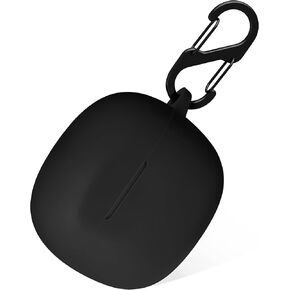 Geiomoo Silicone Case for Skullcandy Rail, Skullcandy Rail ANC, Protective Cover with Carabiner (Black)