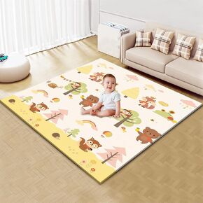Baby Play Mat Foldable 50x50 Inch, Waterproof and Non-slip Playmats, Safe Foam Playmat, Playpen Mat, Reversible Portable Baby Floor Mat for Infant and Toddler, Patterns Available on Both Sides