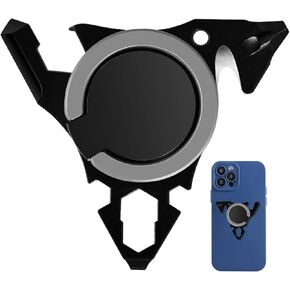 Magnetic Phone Stand, 6-in-1 Cell Phone Finger Ring Holder Grip with Bottle Opener, Box Cutter, Screwdriver, Spanner Wrench for iPhone, Samsung, Google and All other Android Phones - Black